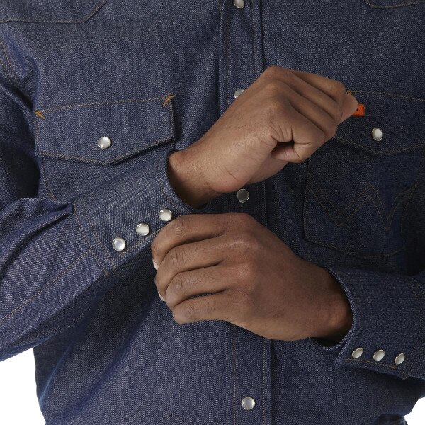 Wrangler FR Long Sleeve Twill Work Shirt in Denim